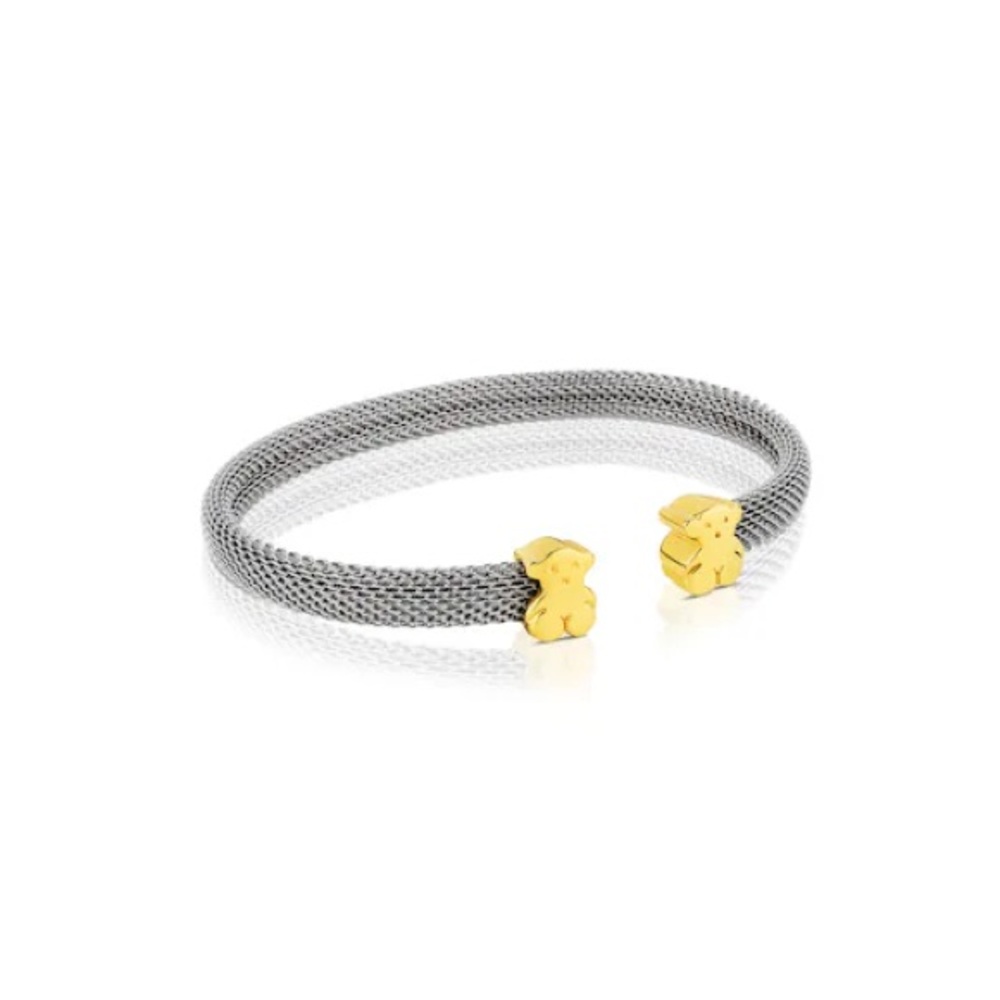 Tous Silver Mesh Bracelet with Gold Accents - Picture 5 of 7